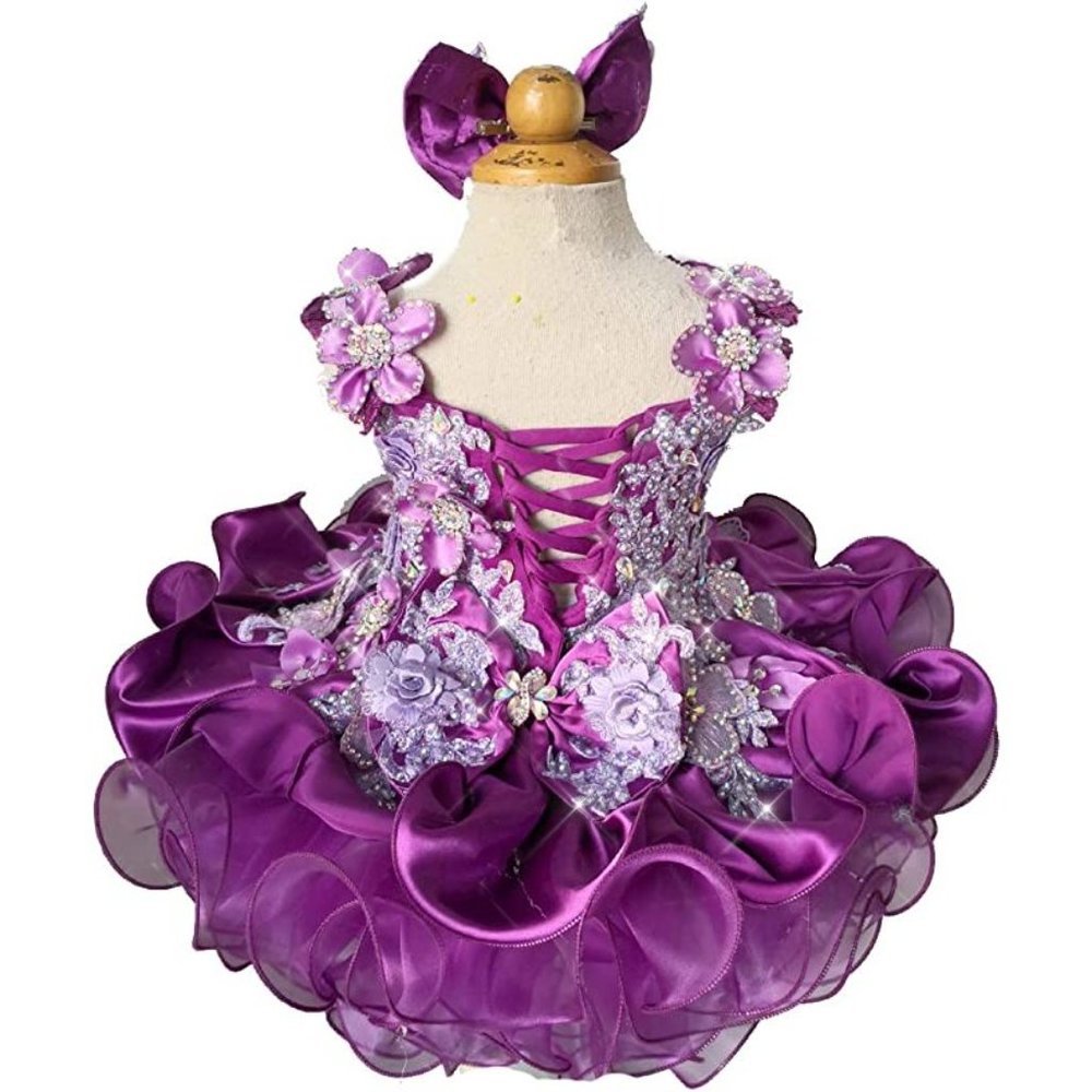 NEW Beautiful Sparkling Bling Rhinestone Baby Purple Flower Girl Pageant⦠- Picture 4 of 16